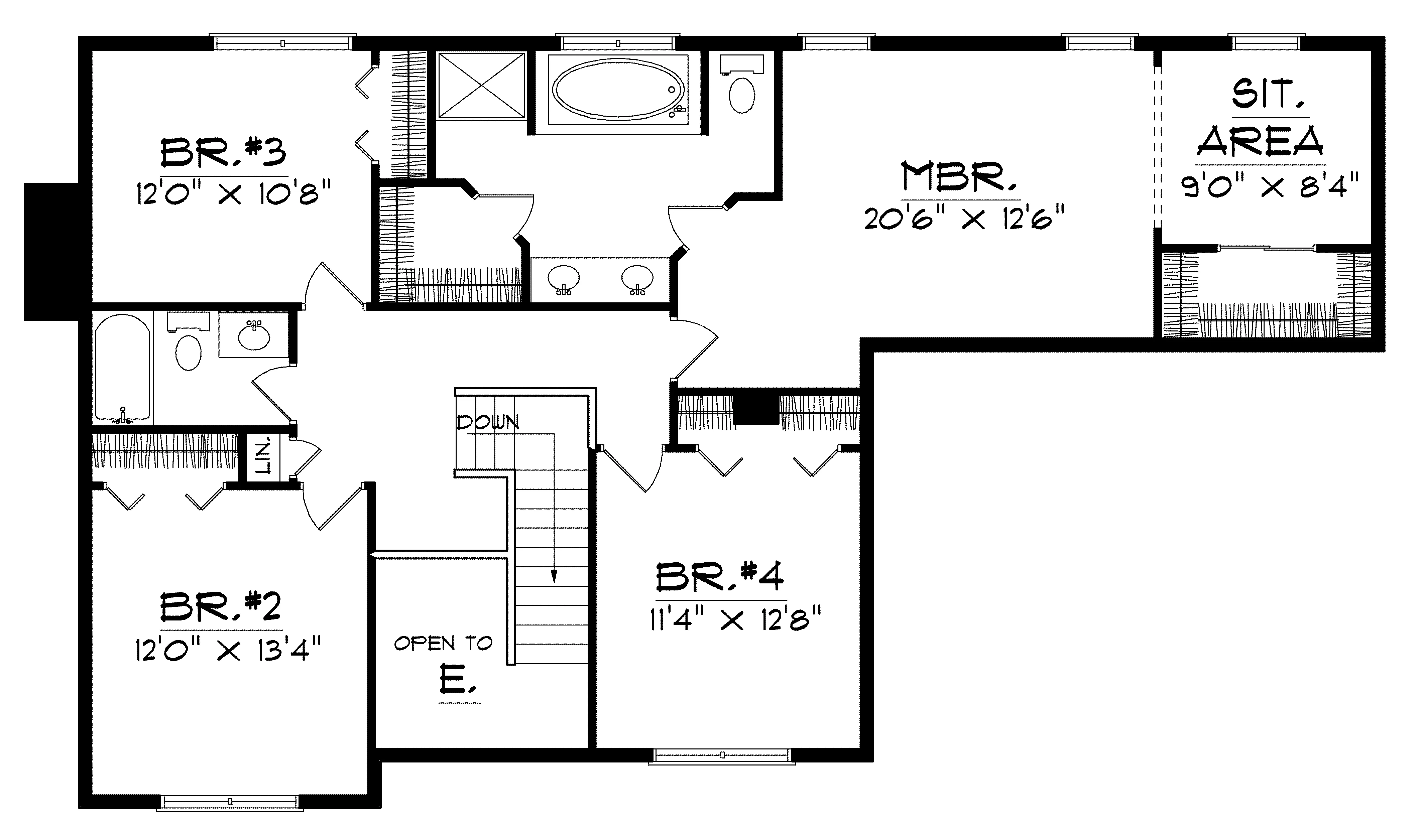 Georgian House Plan Second Floor - Presswood Traditional Home 051D-0125 - Shop House Plans and More