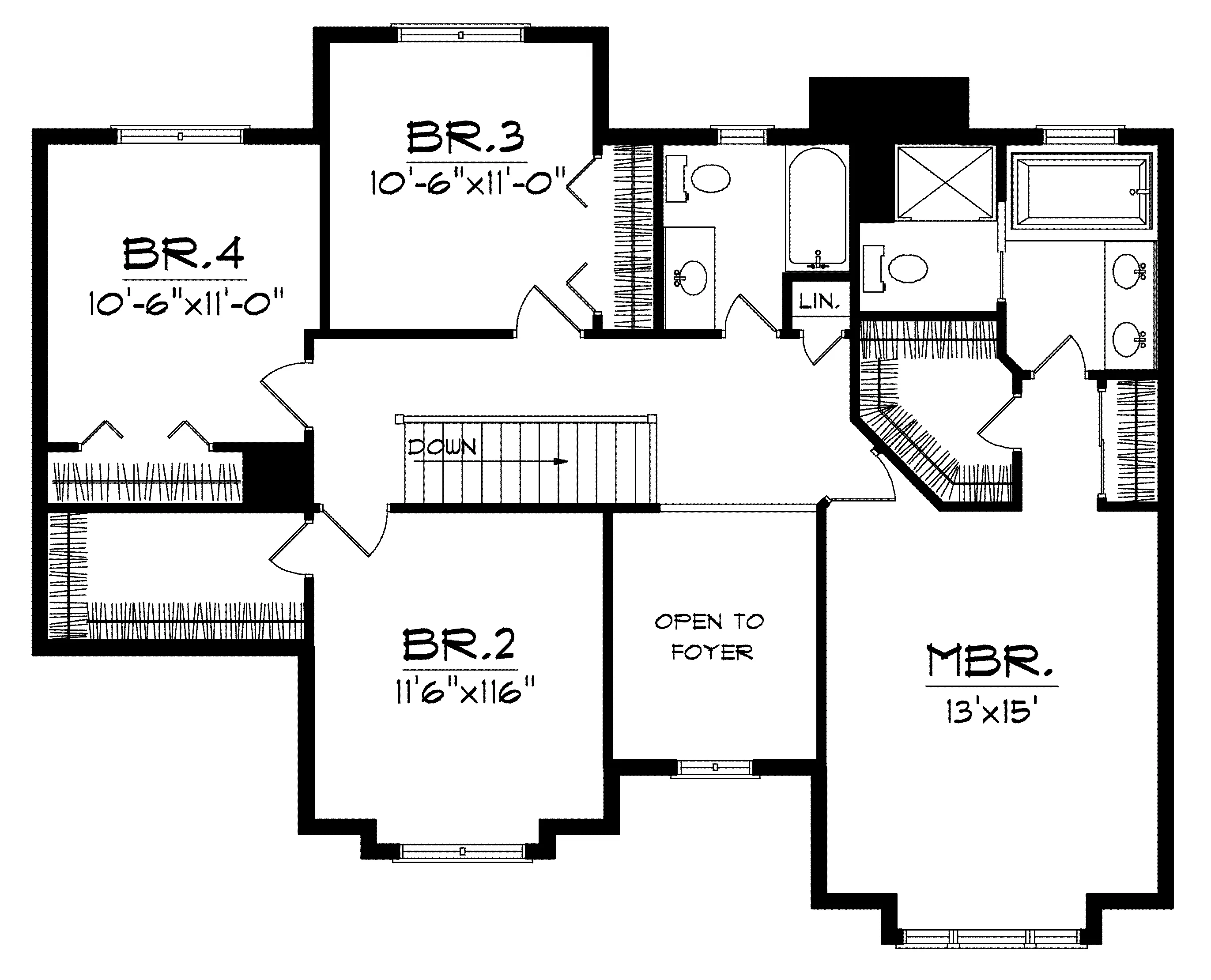 Colonial House Plan Second Floor - Marlette Traditional Home 051D-0127 - Shop House Plans and More