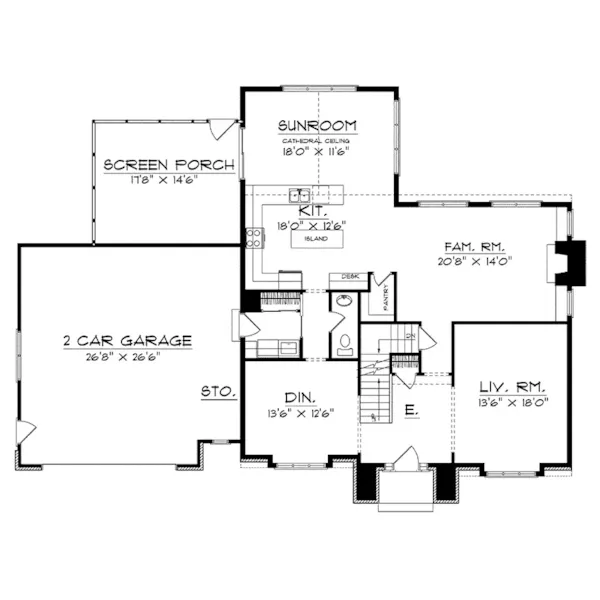 Traditional House Plan First Floor - Moonstone Georgian Home 051D-0128 - Shop House Plans and More