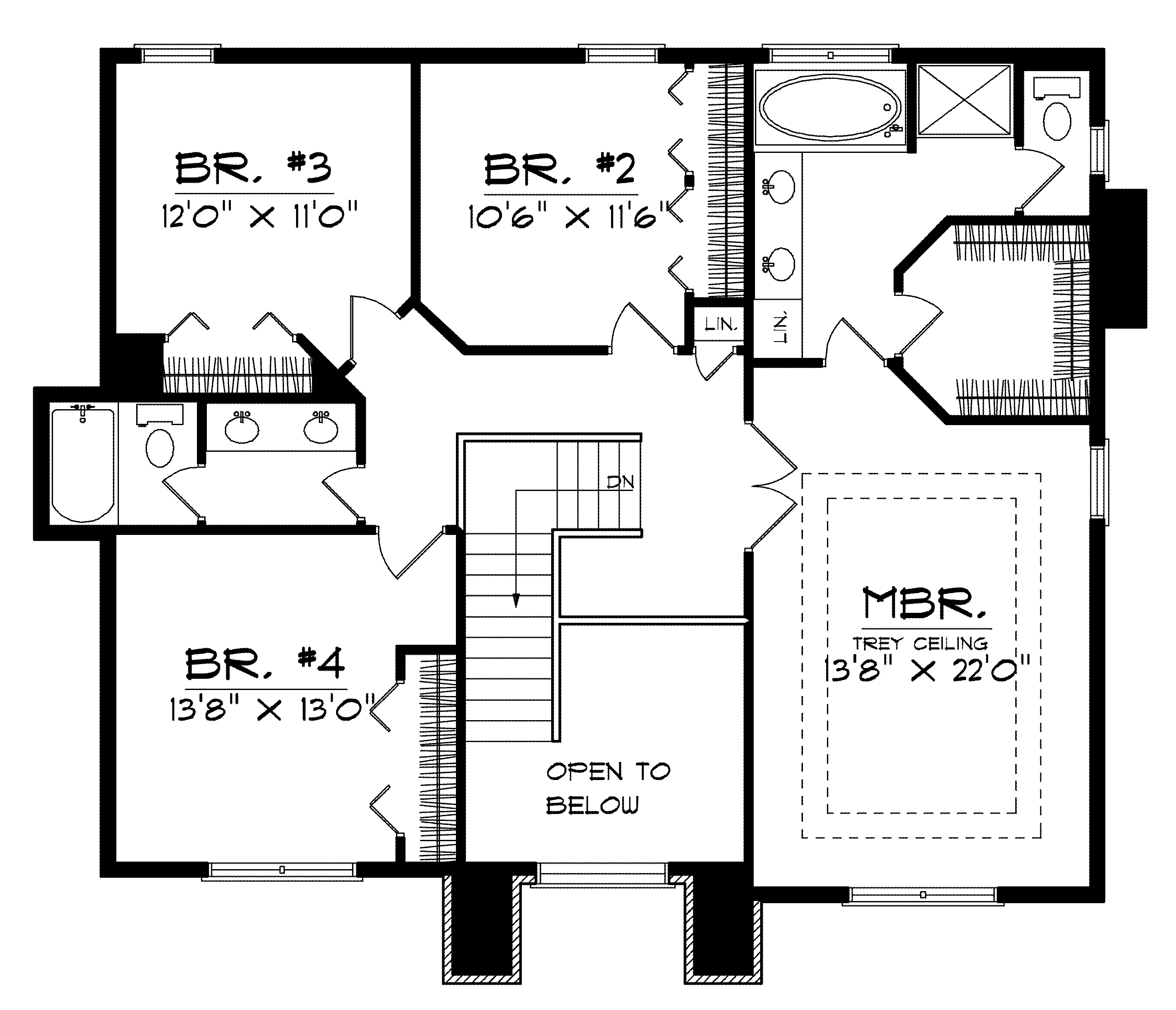 Colonial House Plan Second Floor - Moonstone Georgian Home 051D-0128 - Shop House Plans and More
