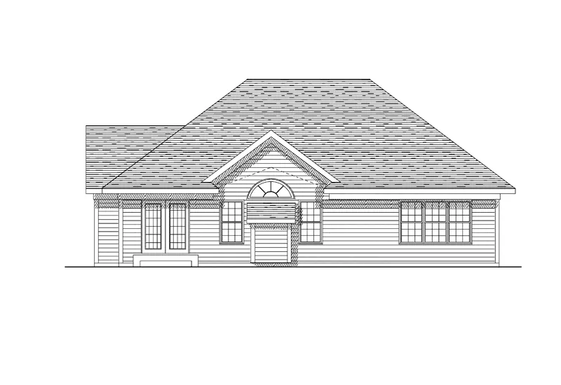 Traditional House Plan Rear Elevation - Trotwood Place Ranch Home 051D-0129 - Shop House Plans and More