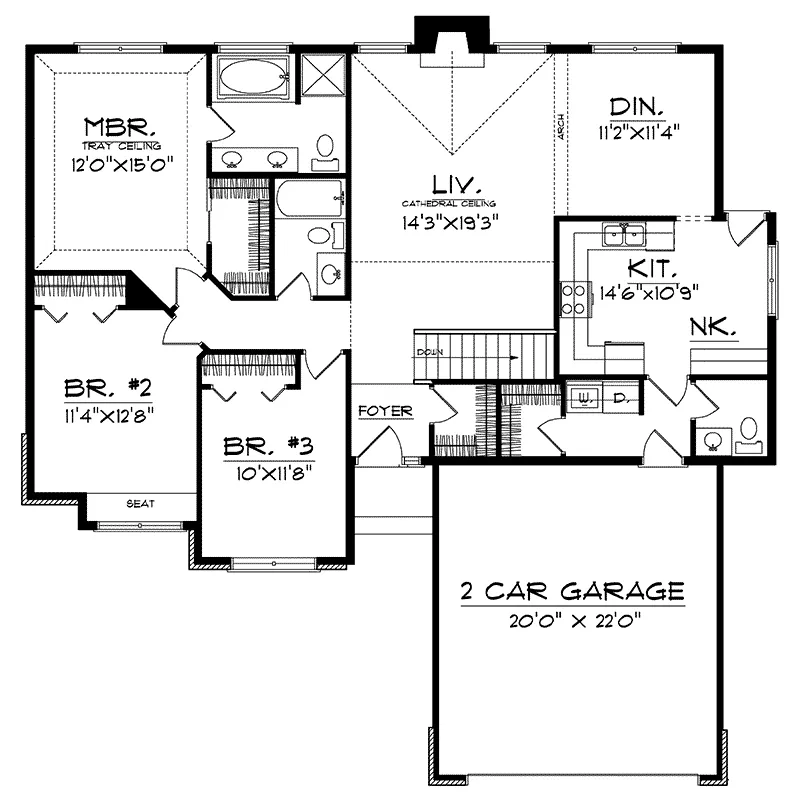 Ranch House Plan First Floor - Smoketree Ranch Family Home 051D-0130 - Shop House Plans and More