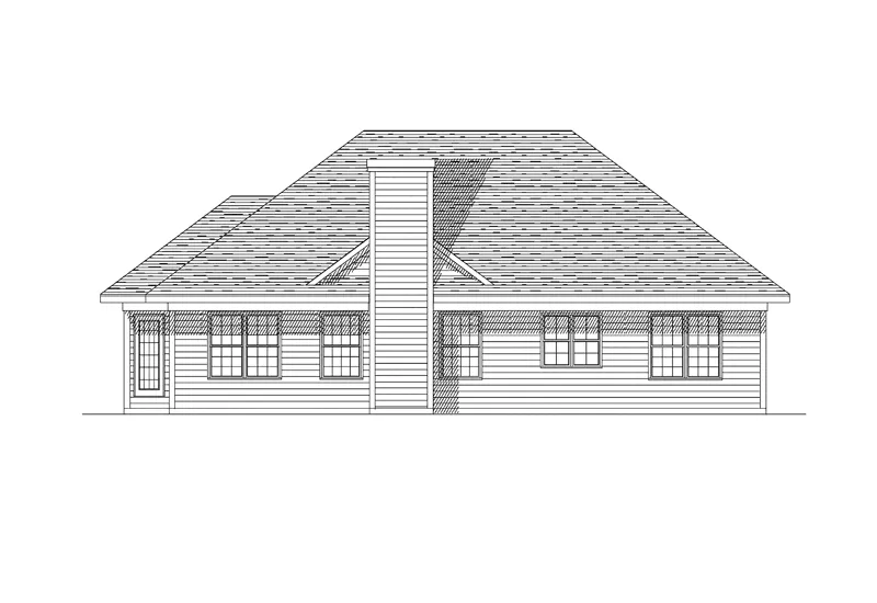 Ranch House Plan Rear Elevation - Smoketree Ranch Family Home 051D-0130 - Shop House Plans and More