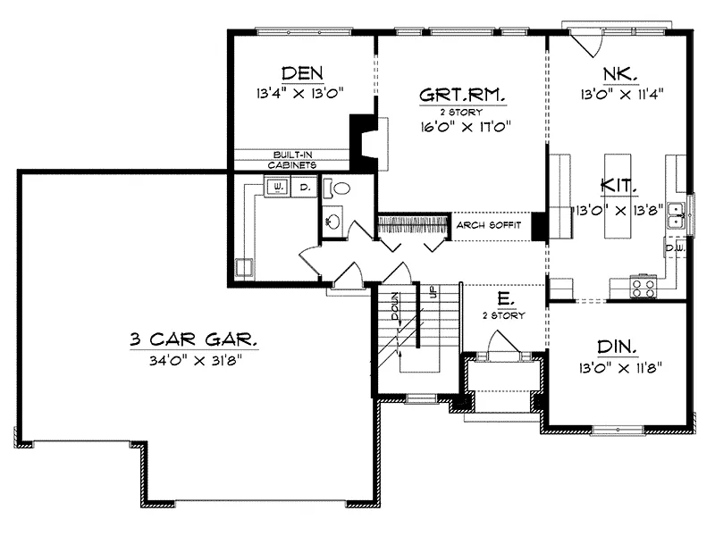 Traditional House Plan First Floor - Englewood Cliff Traditional Home 051D-0131 - Search House Plans and More