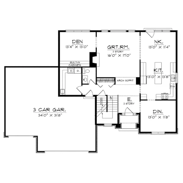 Traditional House Plan First Floor - Englewood Cliff Traditional Home 051D-0131 - Search House Plans and More