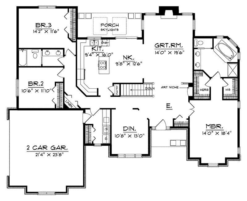 Traditional House Plan First Floor - Vivian Place Traditional Home 051D-0134 - Shop House Plans and More