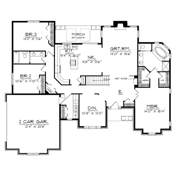 Traditional House Plan First Floor - Vivian Place Traditional Home 051D-0134 - Shop House Plans and More