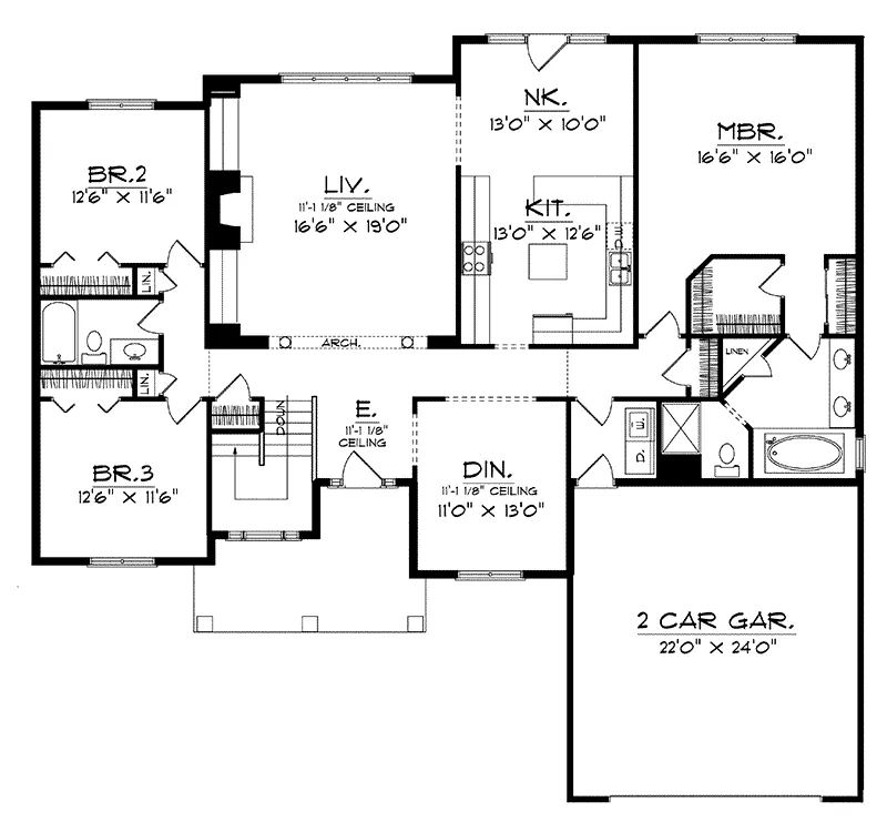 Traditional House Plan First Floor - Sheryl Ann Country Home 051D-0135 - Shop House Plans and More