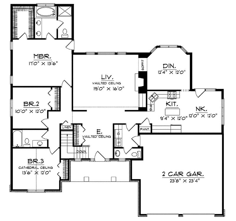 Traditional House Plan First Floor - Riviera Run Traditional Home 051D-0137 - Shop House Plans and More