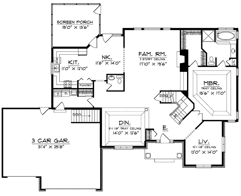 Traditional House Plan First Floor - Fratelli Traditional Home 051D-0138 - Search House Plans and More