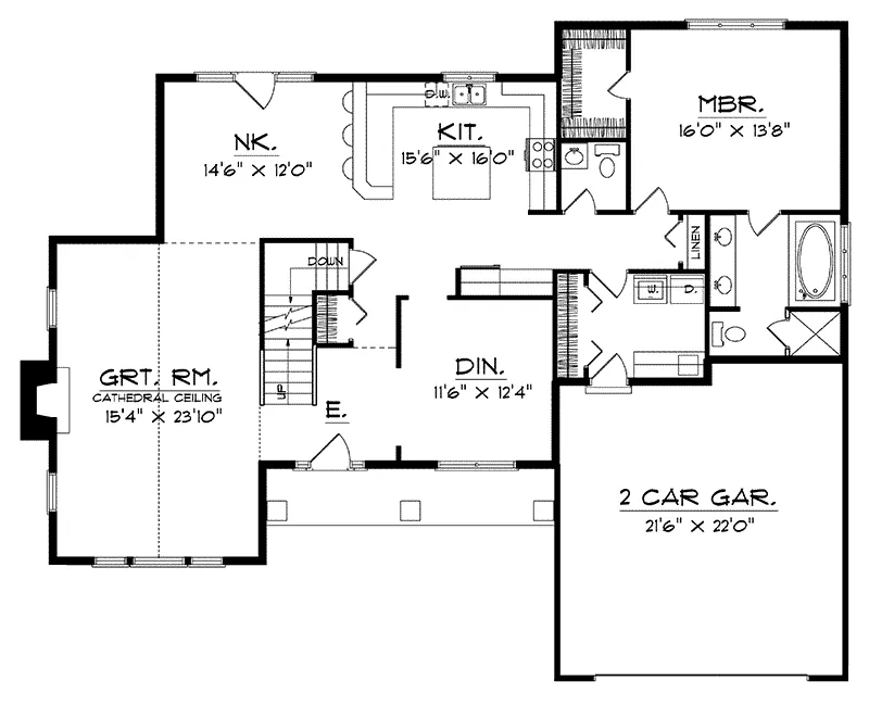 Traditional House Plan First Floor - Barclay Farm Traditional Home 051D-0139 - Search House Plans and More