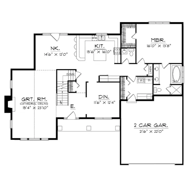 Traditional House Plan First Floor - Barclay Farm Traditional Home 051D-0139 - Search House Plans and More