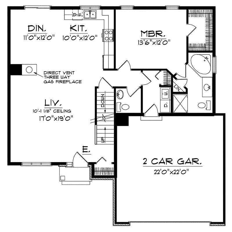 Modern House Plan First Floor - Dobson Traditional Home 051D-0140 - Search House Plans and More