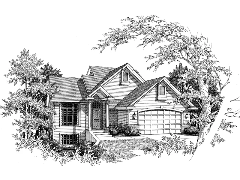 Traditional House Plan Front Image of House - Kardelle Multi-Level Home 051D-0141 - Search House Plans and More
