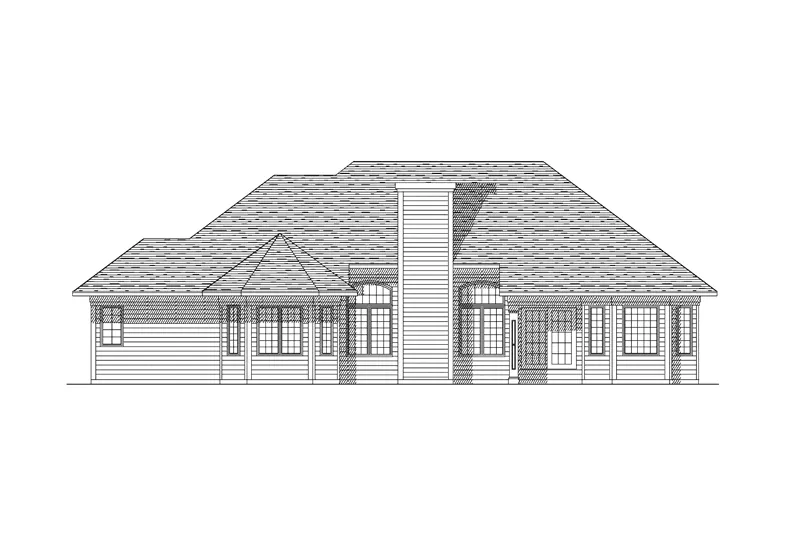 Sunbelt House Plan Rear Elevation - Auber Ridge Sunbelt Ranch Home 051D-0142 - Search House Plans and More