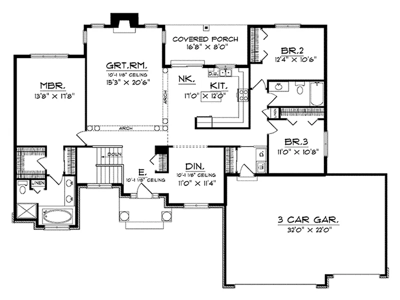 Ranch House Plan First Floor - Lalor Traditional Home 051D-0144 - Shop House Plans and More