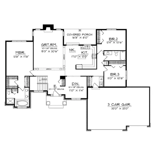 Ranch House Plan First Floor - Lalor Traditional Home 051D-0144 - Shop House Plans and More