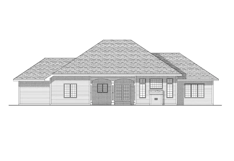 Ranch House Plan Rear Elevation - Lalor Traditional Home 051D-0144 - Shop House Plans and More