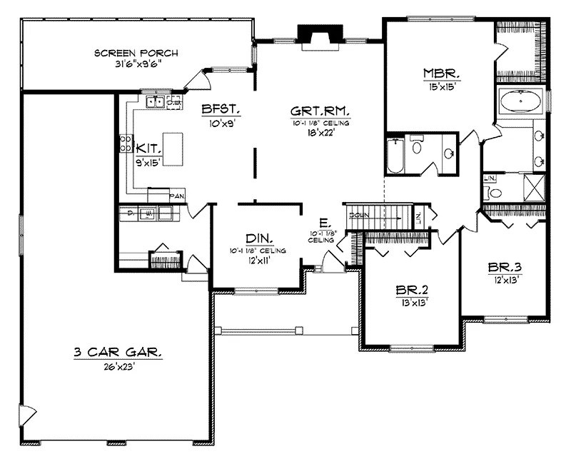 Traditional House Plan First Floor - Ivan Traditional Home 051D-0148 - Search House Plans and More