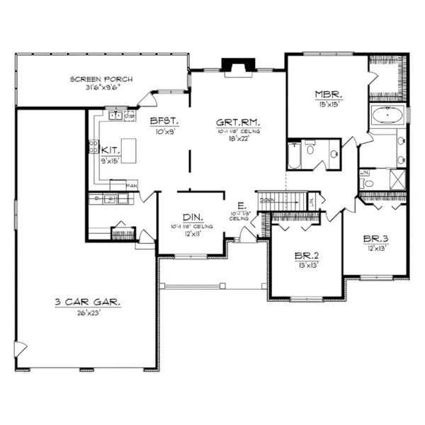 Cape Cod & New England House Plan First Floor - Ivan Traditional Home 051D-0148 - Search House Plans and More