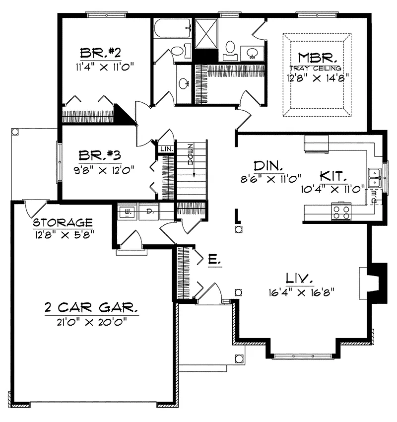 Ranch House Plan First Floor - Hope Haven Ranch Home 051D-0149 - Search House Plans and More