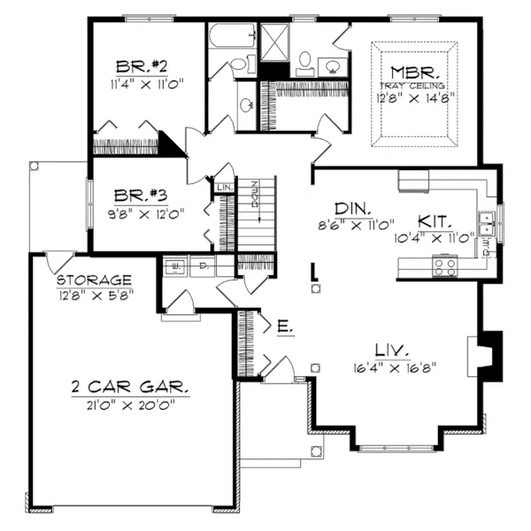 Traditional House Plan First Floor - Hope Haven Ranch Home 051D-0149 - Search House Plans and More