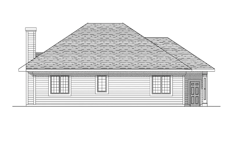 Ranch House Plan Rear Elevation - Hope Haven Ranch Home 051D-0149 - Search House Plans and More