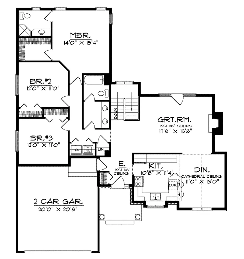 Ranch House Plan First Floor - Stony Bay Sunbelt Ranch Home 051D-0150 - Shop House Plans and More