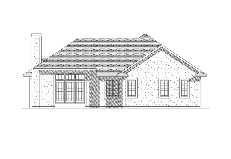 Ranch House Plan Rear Elevation - Stony Bay Sunbelt Ranch Home 051D-0150 - Shop House Plans and More