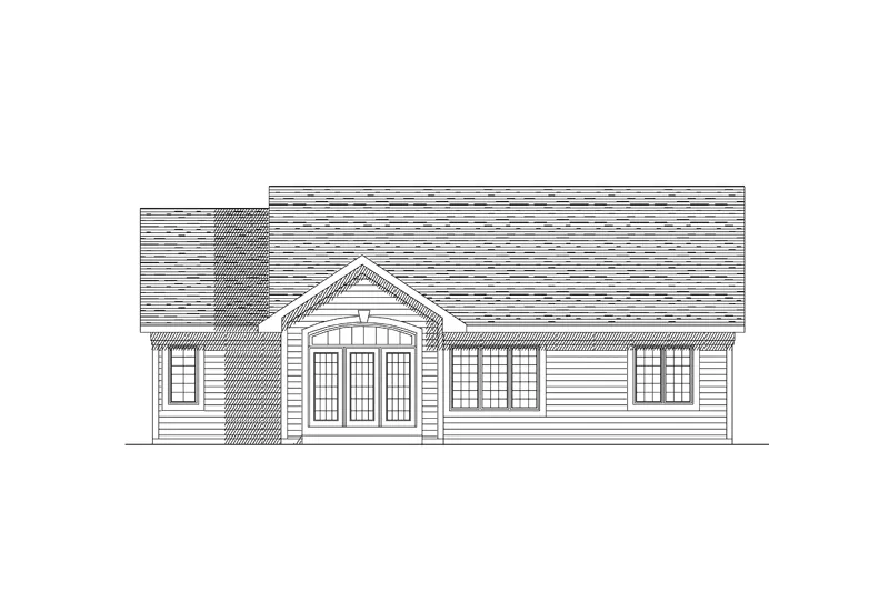 Craftsman House Plan Rear Elevation - Oakwood Farms Ranch Home 051D-0151 - Shop House Plans and More