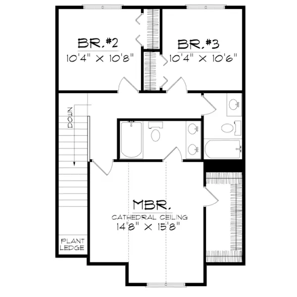 Traditional House Plan Second Floor - Rockhampton Narrow Lot Home 051D-0154 - Shop House Plans and More