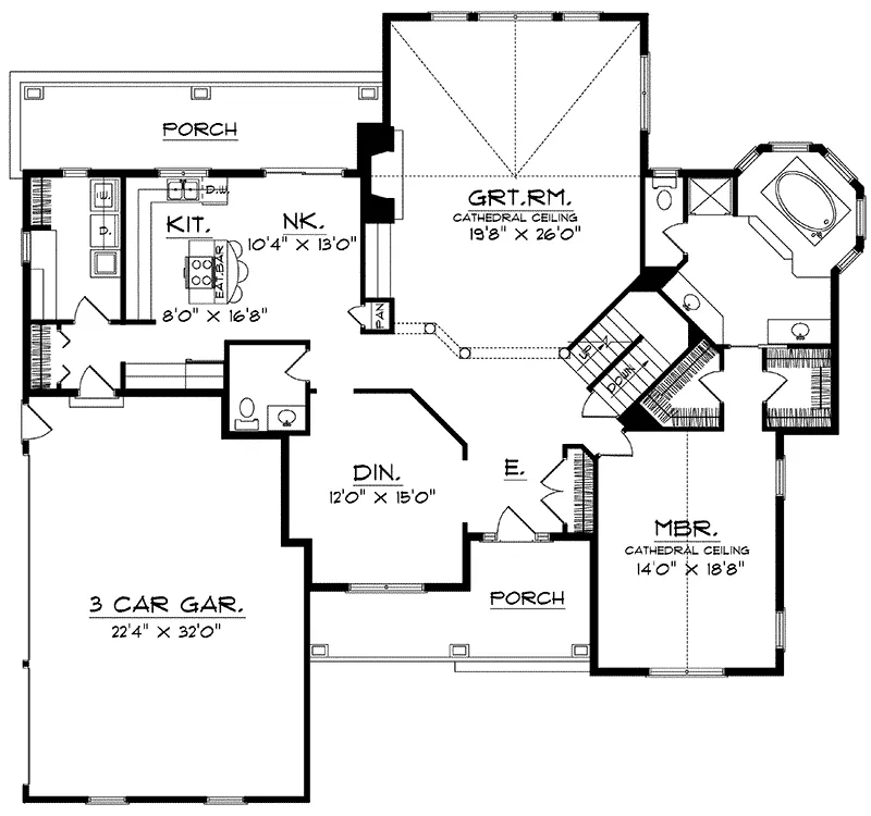 Traditional House Plan First Floor - Bernice Farm Country Home 051D-0155 - Search House Plans and More