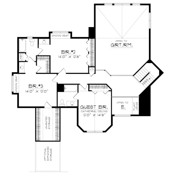 Shingle House Plan Second Floor - Bernice Farm Country Home 051D-0155 - Search House Plans and More