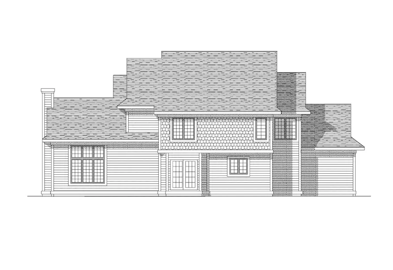 Shingle House Plan Rear Elevation - Mason Bend Ranch Home 051D-0157 - Shop House Plans and More