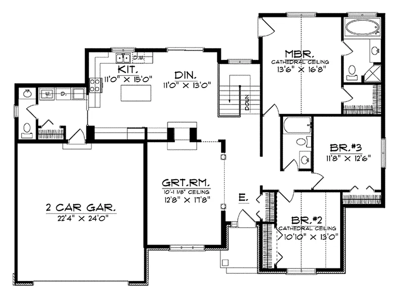 Sunbelt House Plan First Floor - Spoonmill Ranch Home 051D-0160 - Shop House Plans and More