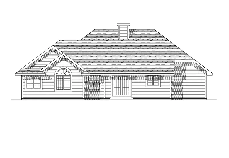 Ranch House Plan Rear Elevation - Spoonmill Ranch Home 051D-0160 - Shop House Plans and More