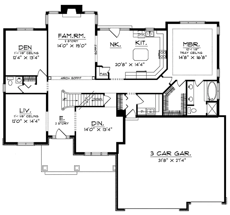 Traditional House Plan First Floor - Lenard Traditional Home 051D-0161 - Shop House Plans and More