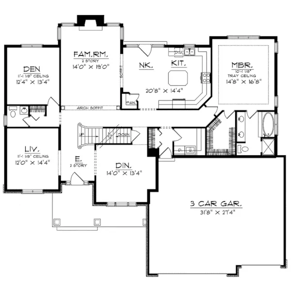 Country House Plan First Floor - Lenard Traditional Home 051D-0161 - Shop House Plans and More