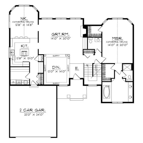 Southern House Plan First Floor - Sarcosey Traditional Home 051D-0165 - Shop House Plans and More