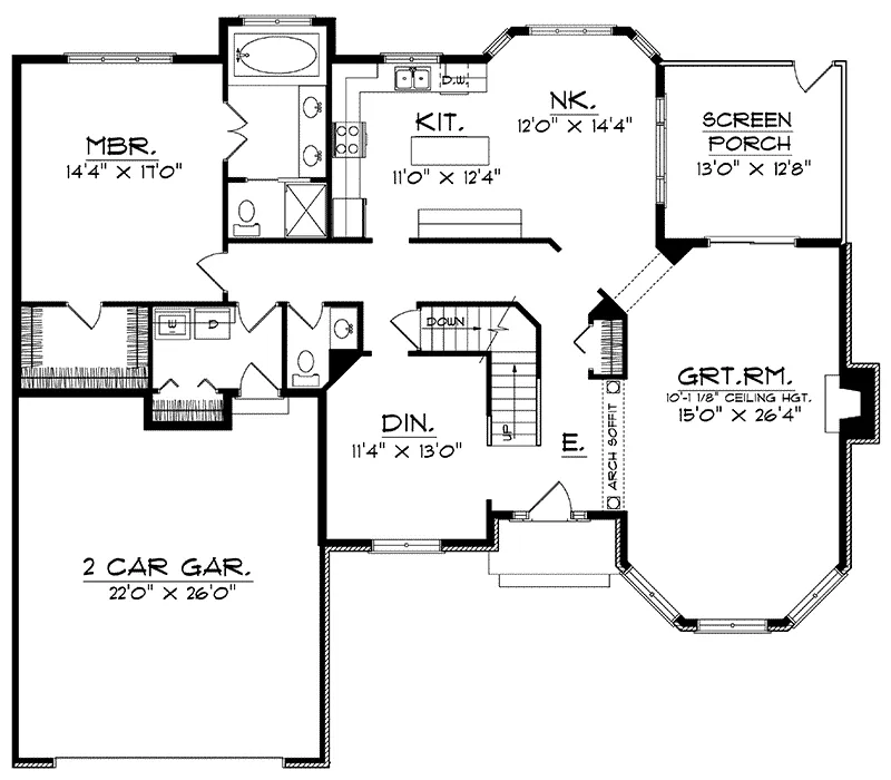 Sunbelt House Plan First Floor - Deluca Hill Sunbelt Home 051D-0166 - Search House Plans and More