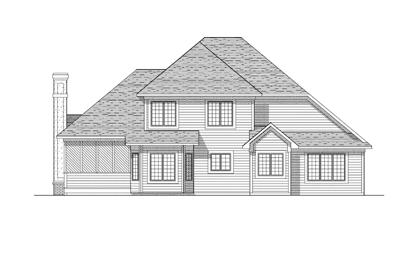 Sunbelt House Plan Rear Elevation - Deluca Hill Sunbelt Home 051D-0166 - Search House Plans and More