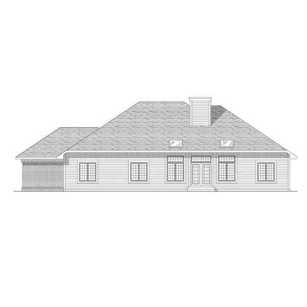 Ranch House Plan Rear Elevation - Fortel Ranch Home 051D-0177 - Search House Plans and More