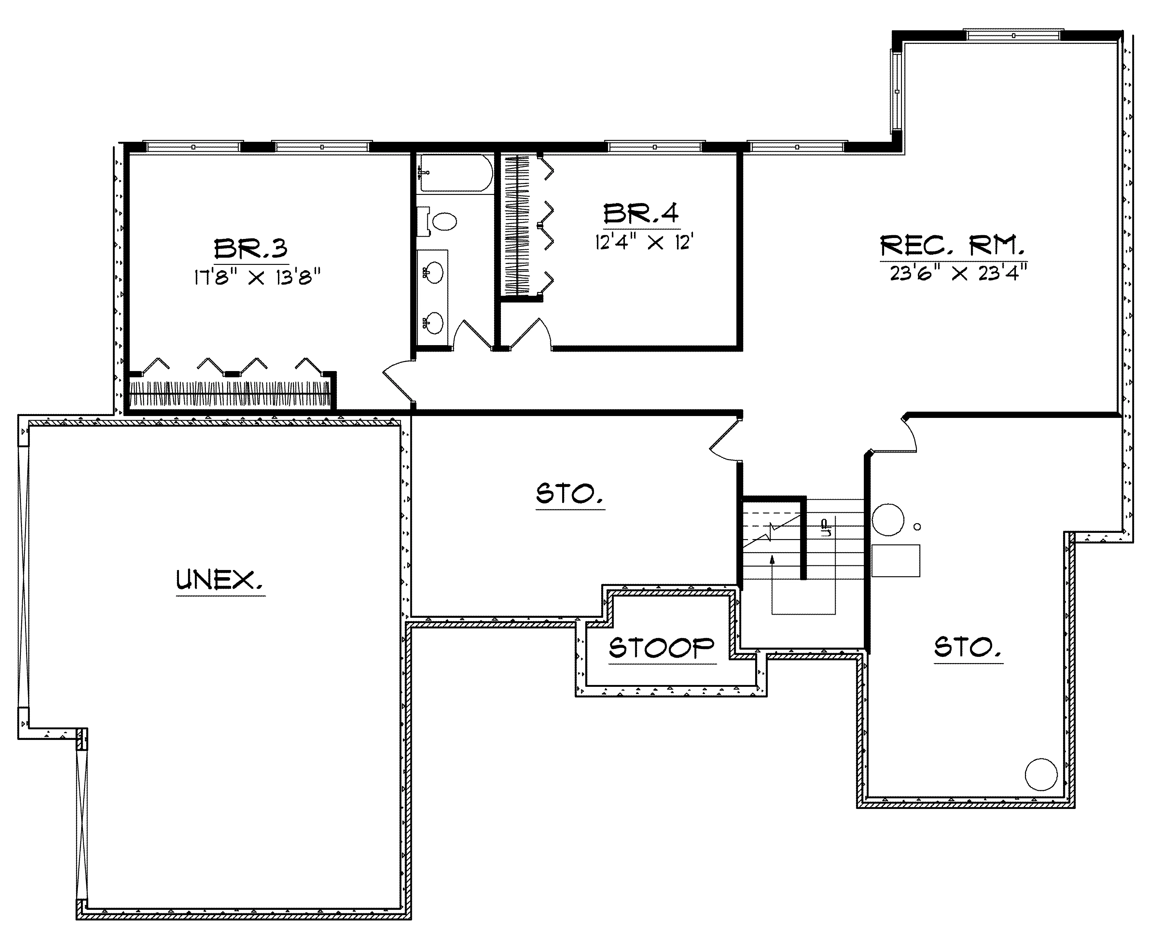 Southern House Plan Lower Level Floor - Clement Manor Ranch Home 051D-0178 - Search House Plans and More