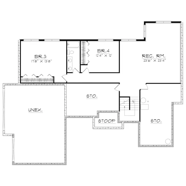 Traditional House Plan Lower Level Floor - Clement Manor Ranch Home 051D-0178 - Search House Plans and More