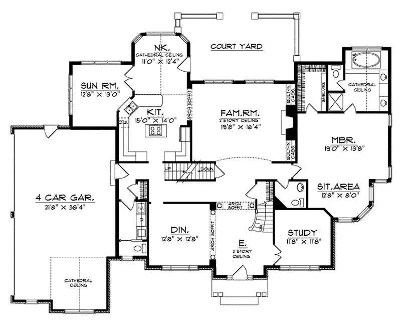 Georgian House Plan First Floor - Godfrey Traditional Home 051D-0180 - Search House Plans and More