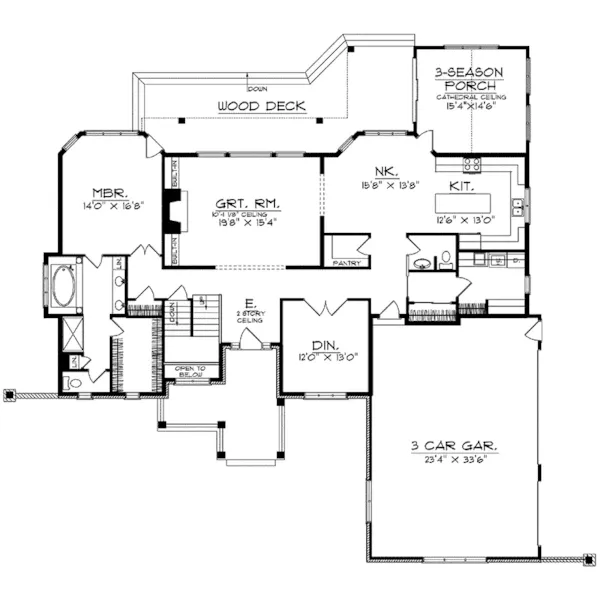 Victorian House Plan First Floor - Alberta Craftsman Shingle Home 051D-0183 - Search House Plans and More