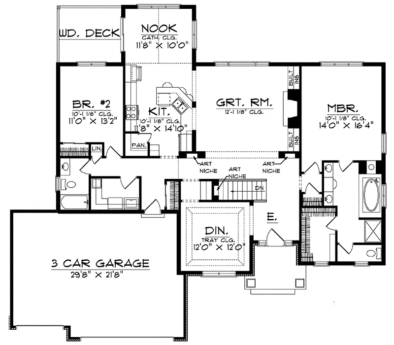 Ranch House Plan First Floor - Gray Summit Traditional Home 051D-0187 - Search House Plans and More