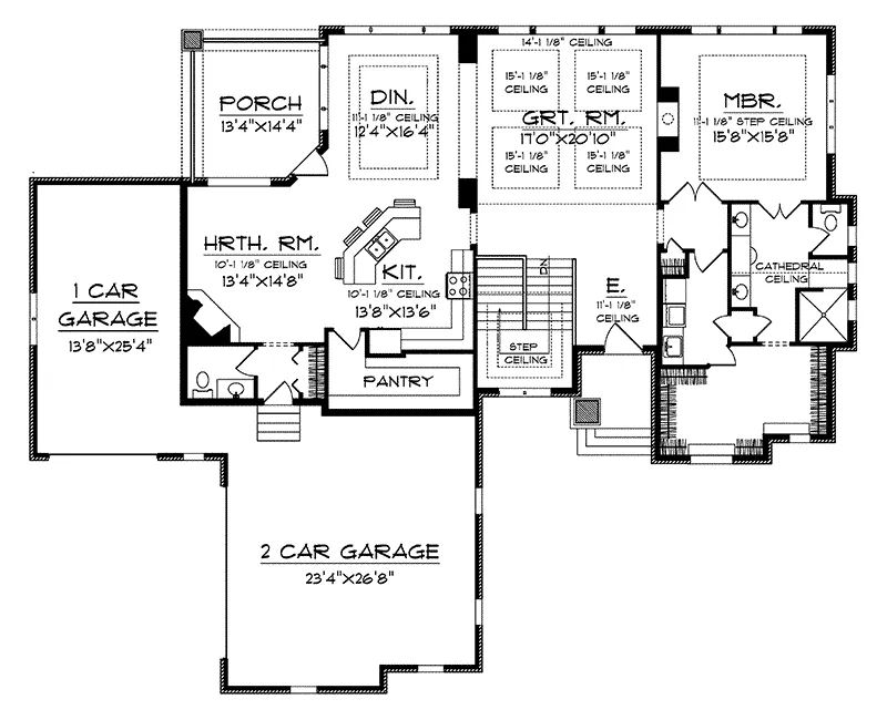 Contemporary House Plan First Floor - Parkridge European Home 051D-0188 - Shop House Plans and More