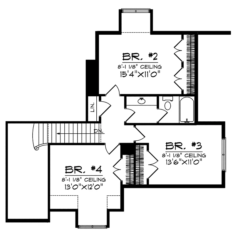 Tudor House Plan Second Floor - Pebble Ridge Country French 051D-0189 - Shop House Plans and More