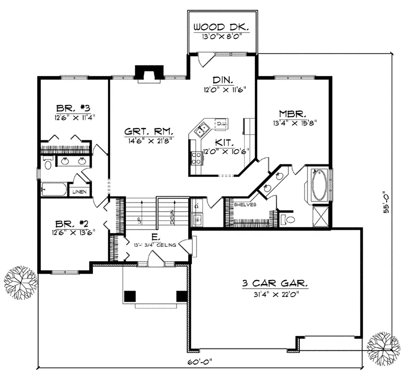 Traditional House Plan First Floor - Samuel Hill Traditional Home 051D-0191 - Shop House Plans and More